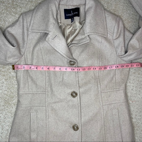 London Fog Wool Pea Coat, Single Breasted, Tan, M - Picture 7 of 10